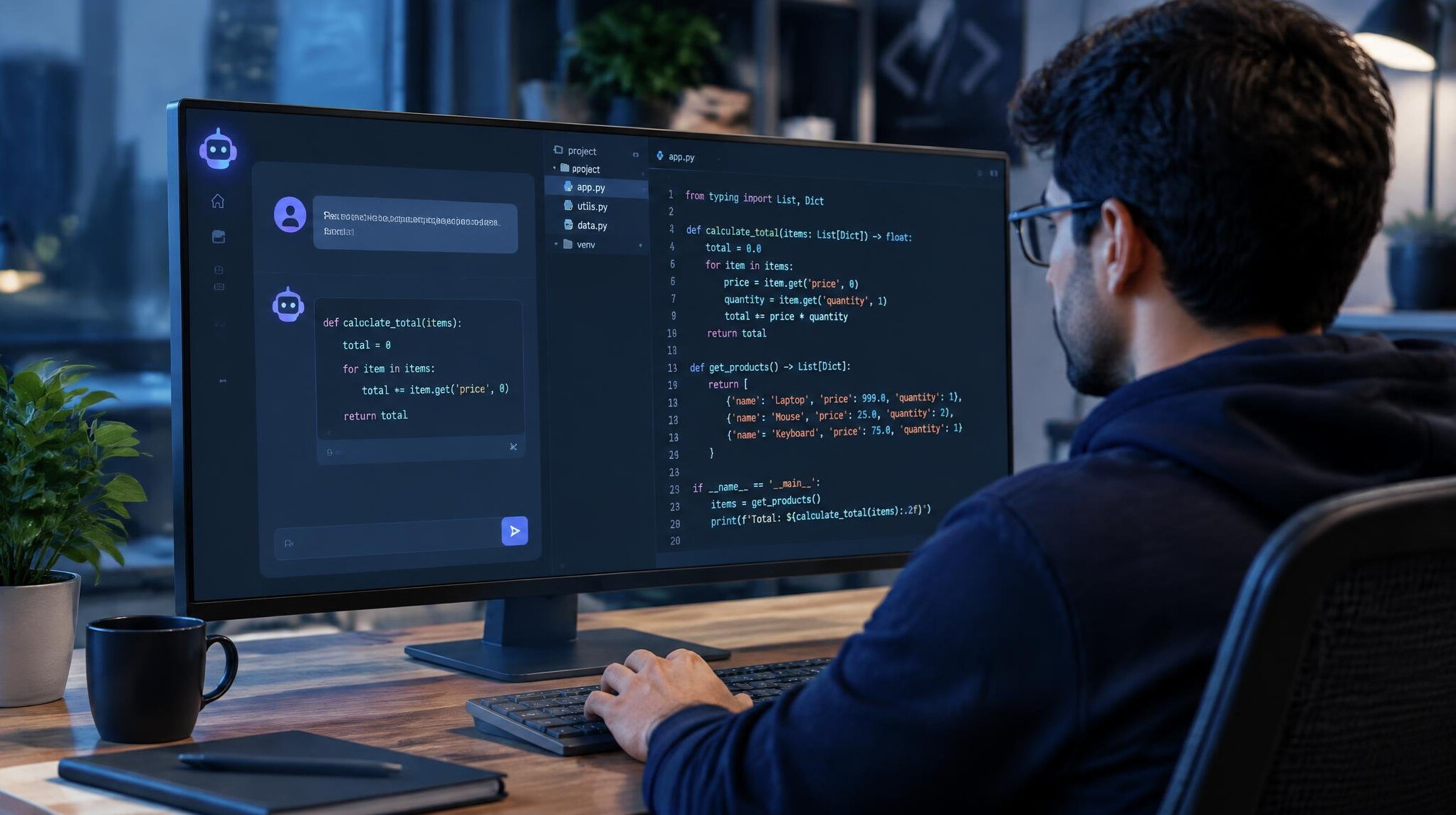 ai coding assistant on screen