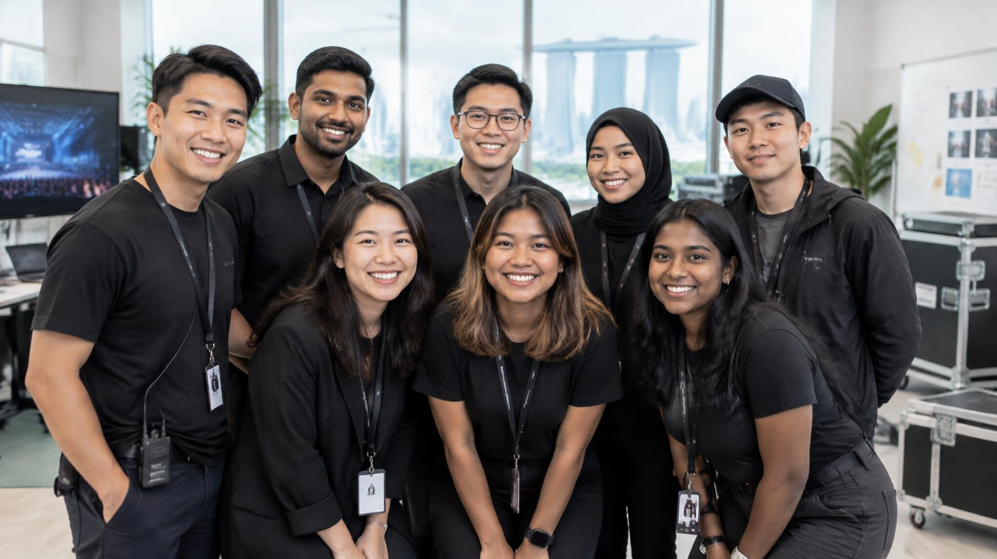 Full presshypepo production team standing together in the studio office